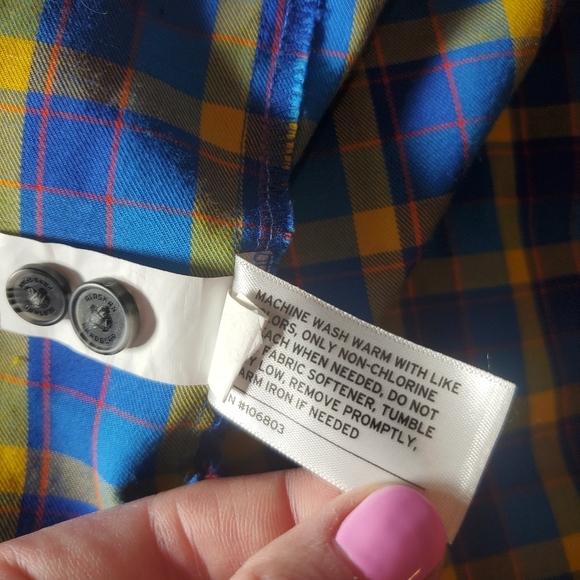 Duluth Trading Company Alaskan Hardgear Midnight Sun Shirt Blue Aster Plaid NWOT - Picture 5 of 16